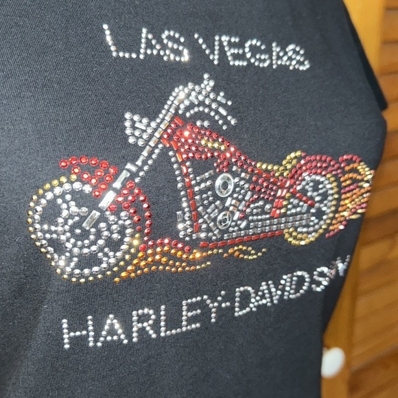 Harley Davidson Las Vegas Rhinestone Cycle T-Shirt  Size Small - Picture 3 of 9
